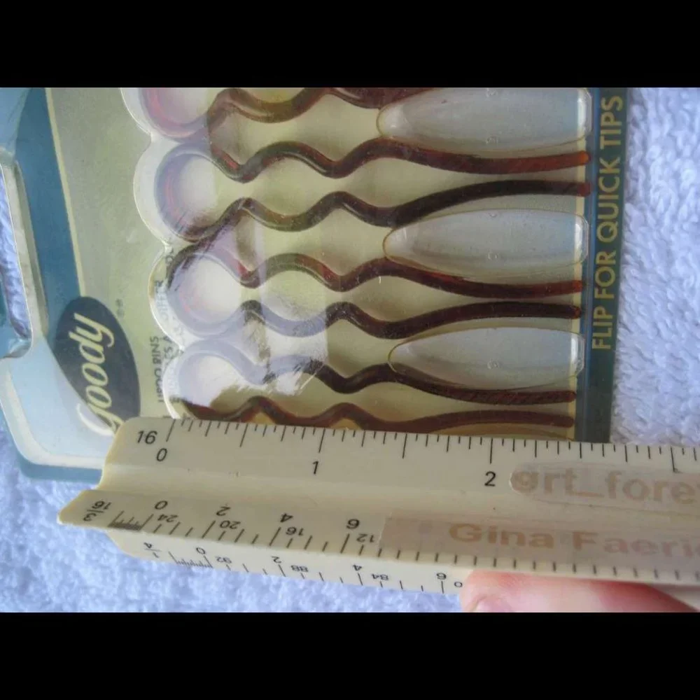 4 Goody 2002 Hair Sticks Plastic Chignon Pins Secure Updo Large Round End Wavy